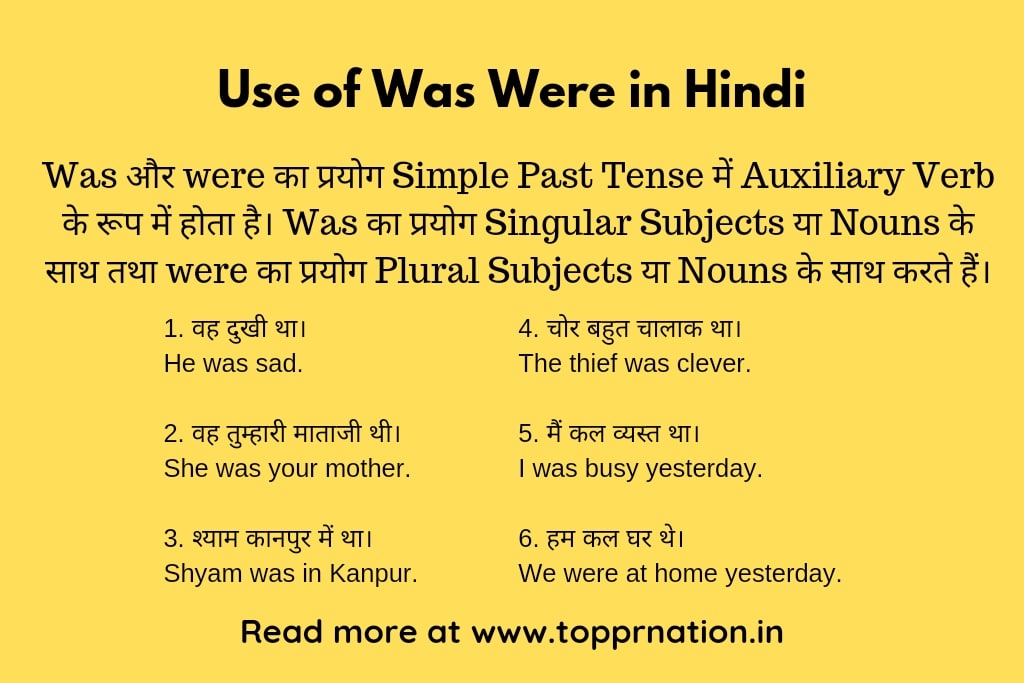 Use of Was Were in Hindi 