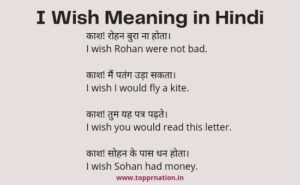 I Wish Meaning in Hindi with Rules, Examples and Sentences