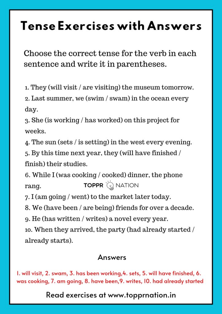 Tense Exercises with Answers and Worksheets